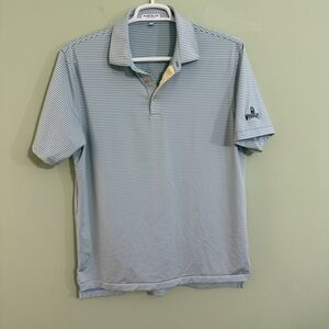Peter Millar Blue yellow Polo Shirt Casual Short Sleeve golf